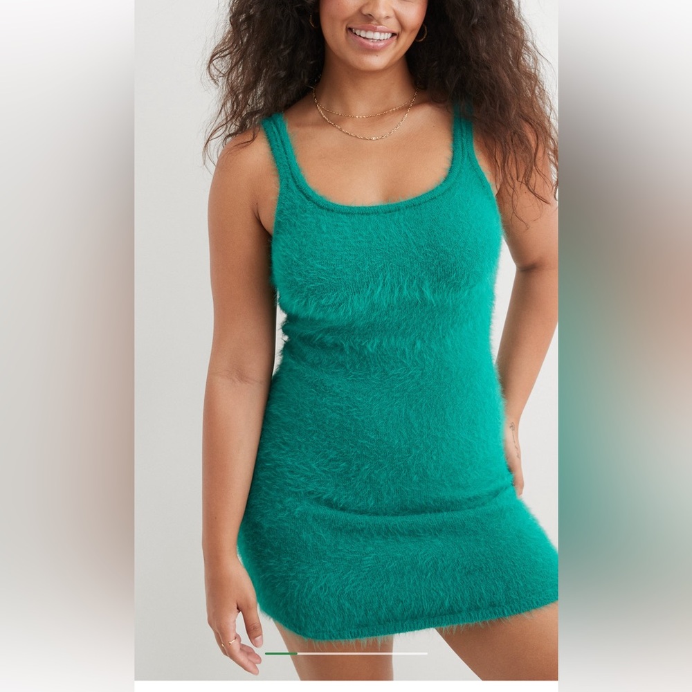 Fuzzy Green Aerie Lounge Dress